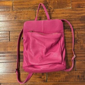 Hot Pink Italian Leather Backpack from Florence
